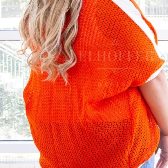Prelove Women's Elhoffer Design Galactic Rebel Dolman Shrug Color Orange/White - Picture 4 of 8